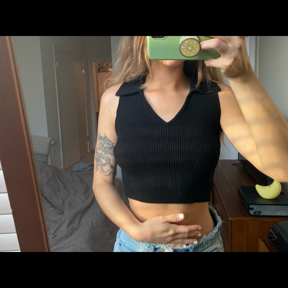 Glassons Collared Crop Tank Top